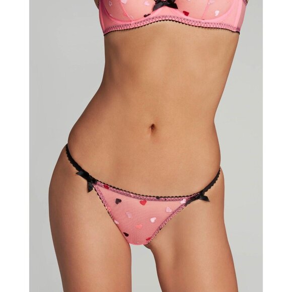 Agent Provocateur Conny Pink Black Heart Thong NWT